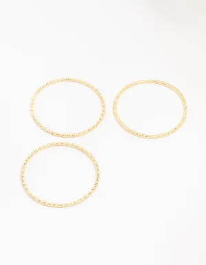 Gold Plated Brass Texture Bangle 3-Pack