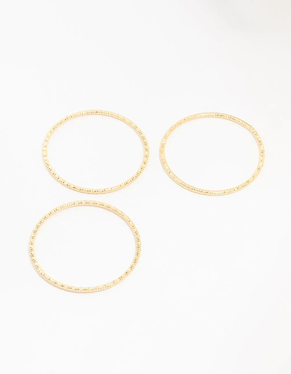 Gold Plated Brass Texture Bangle 3-Pack