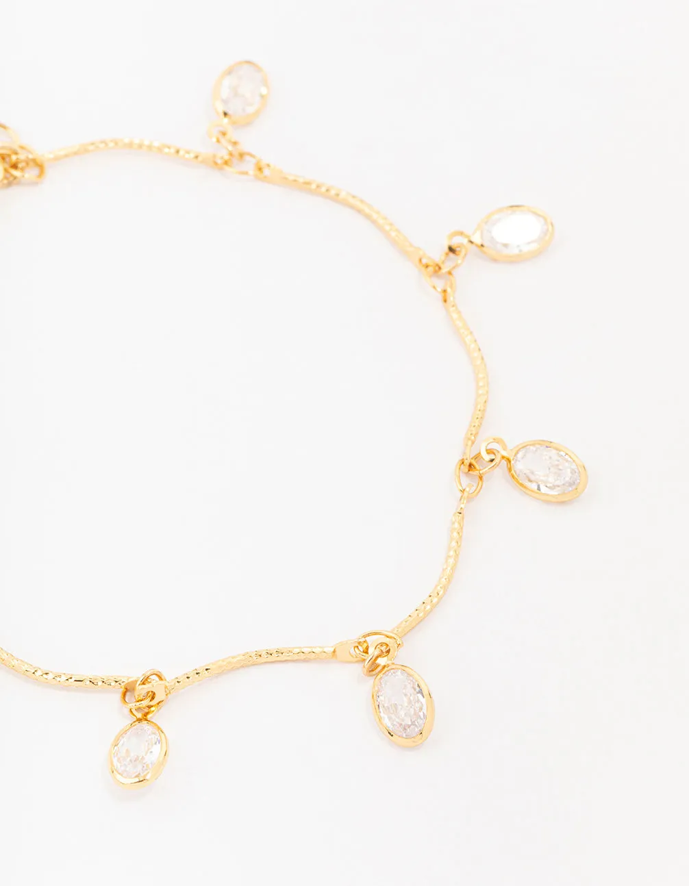 Gold Plated Brass Vine Crystal Charm Bracelet