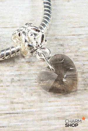 Gray Heart Bead Charm