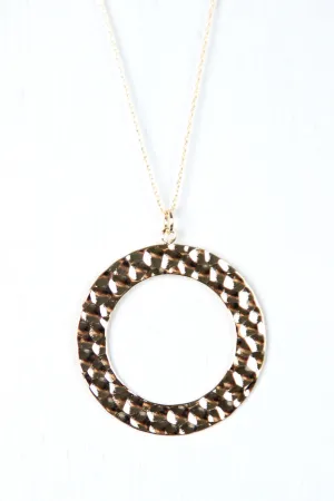 Hammered Circle Pendant Necklace