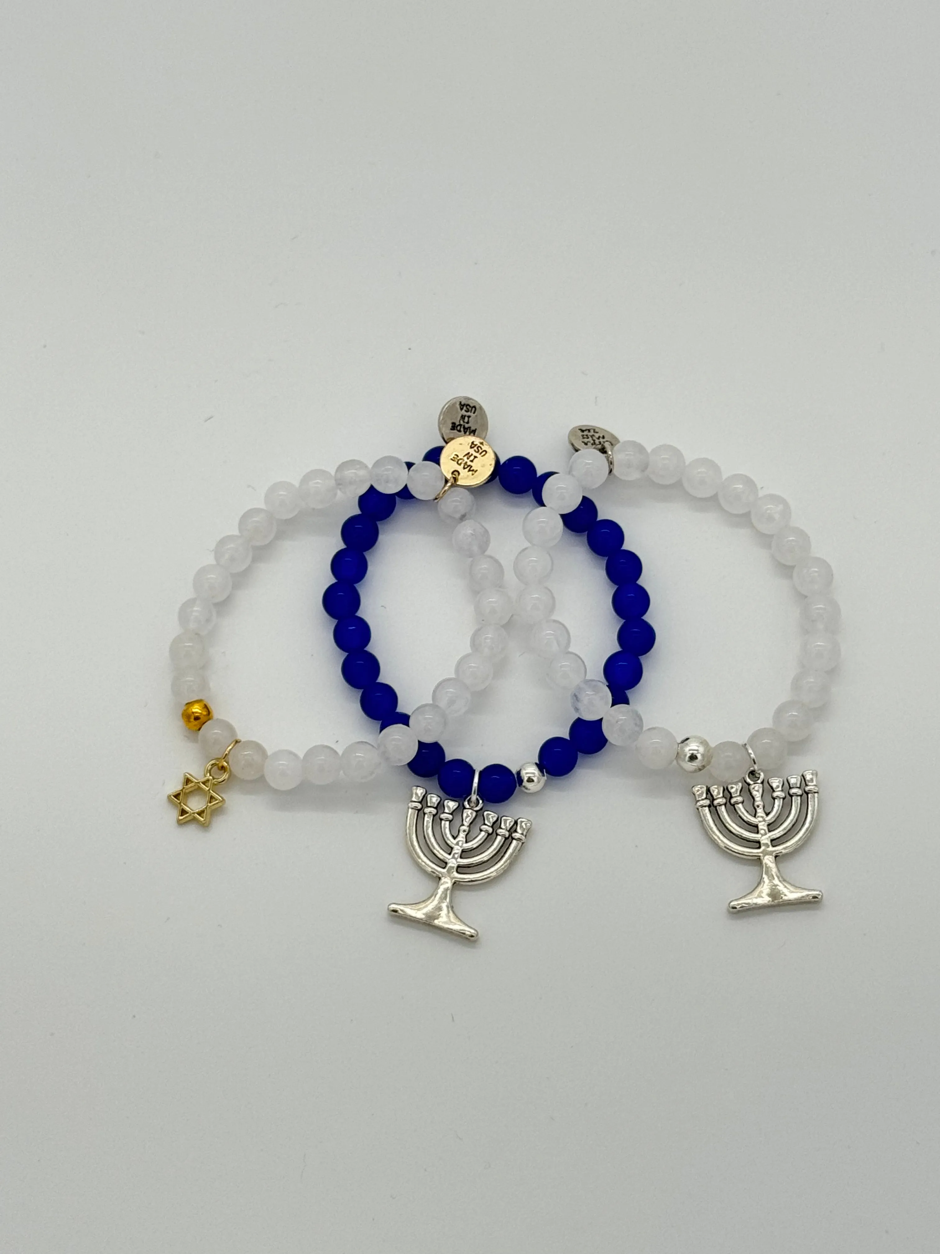 Holiday Beaded Bracelet: Menorah