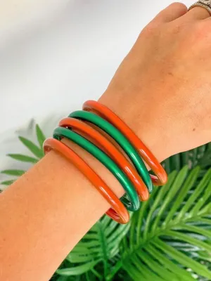 Jelly Bangle Sets - Red & Green