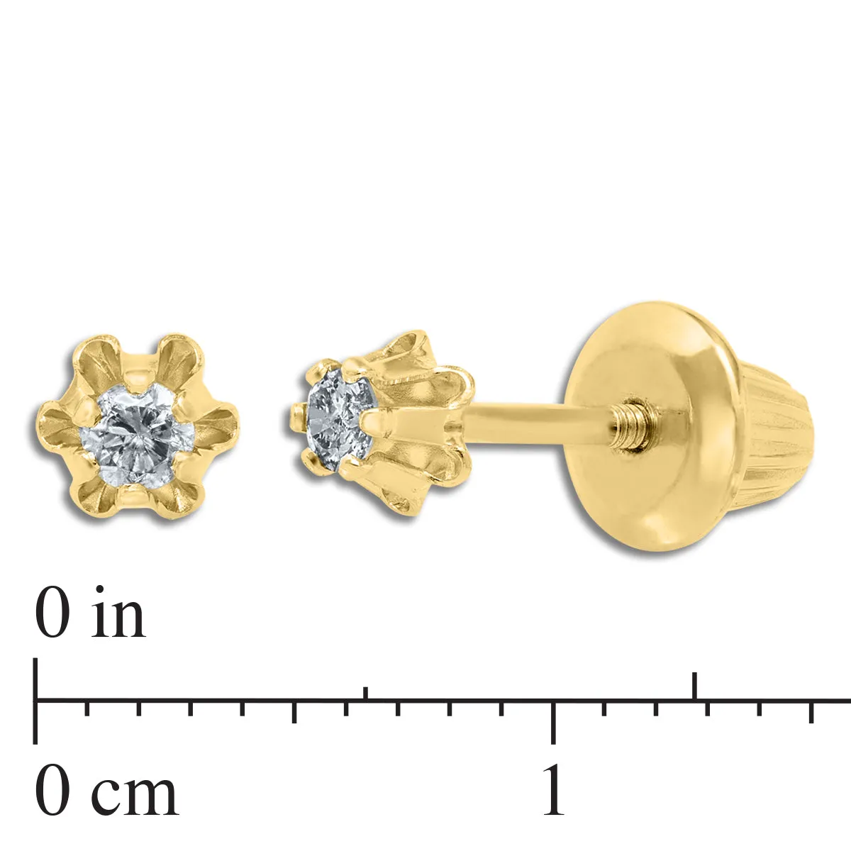 Kiddie Kraft 14KT Yellow Gold 1/12 CTW Round Diamond Childrens Stud Earrings