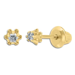 Kiddie Kraft 14KT Yellow Gold 1/12 CTW Round Diamond Childrens Stud Earrings