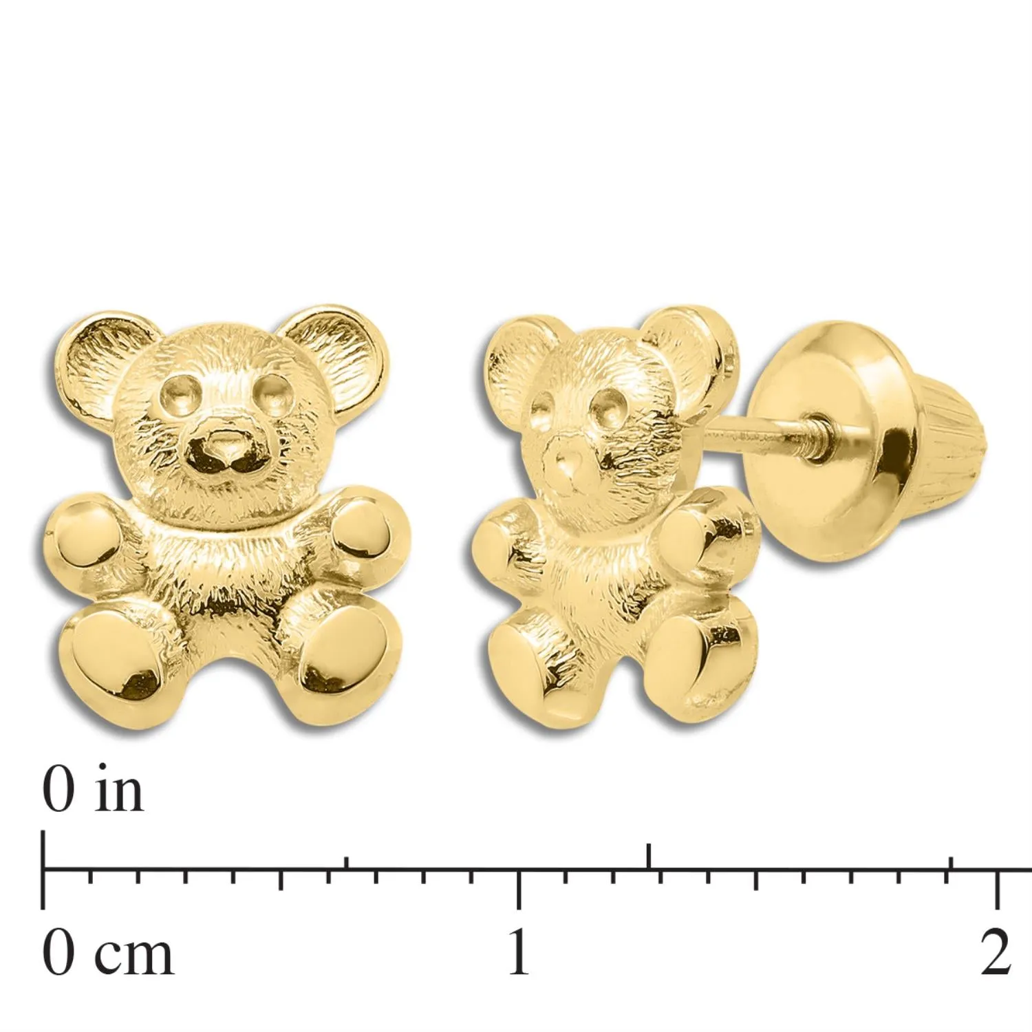 Kiddie Kraft 14KT Yellow Gold Stud Teddy Bear Earrings