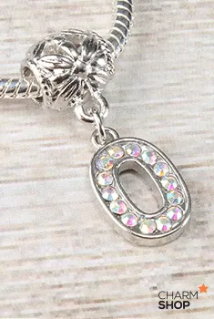 Letter O Rhinestone Bead Charm