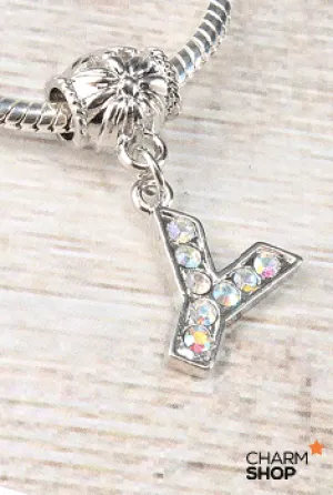 Letter Y Rhinestone Bead Charm