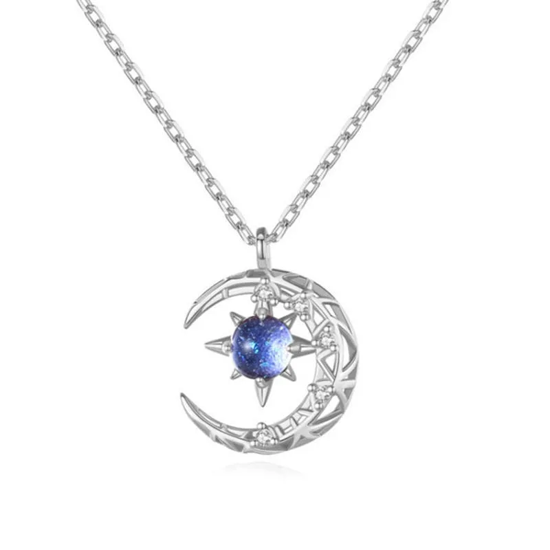 Light Of Stars And Moon Charm Necklace Delicate Clavicle Stars Rhinestone Chain Necklace