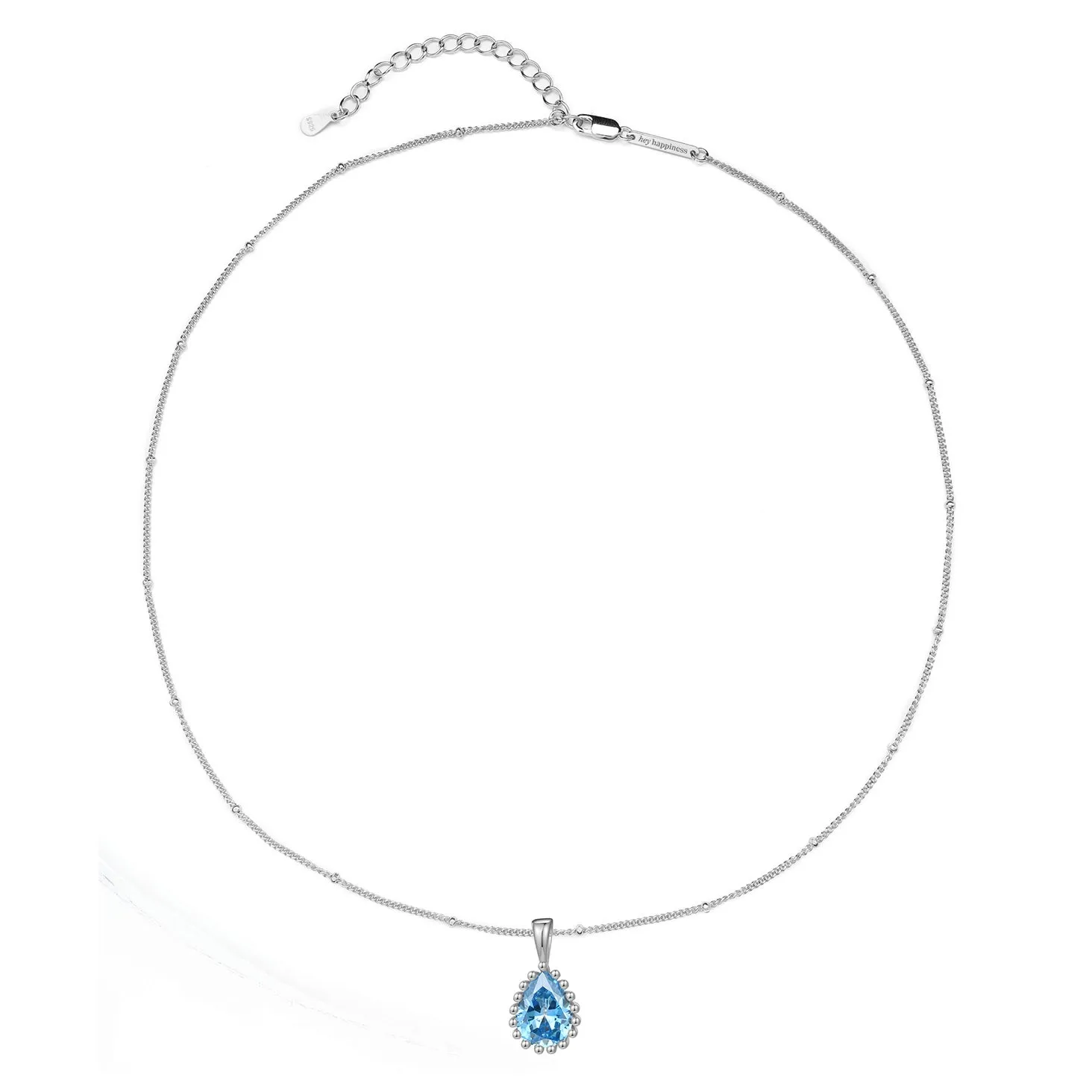 March Aquamarine Birthstone Necklace Sterling Silver