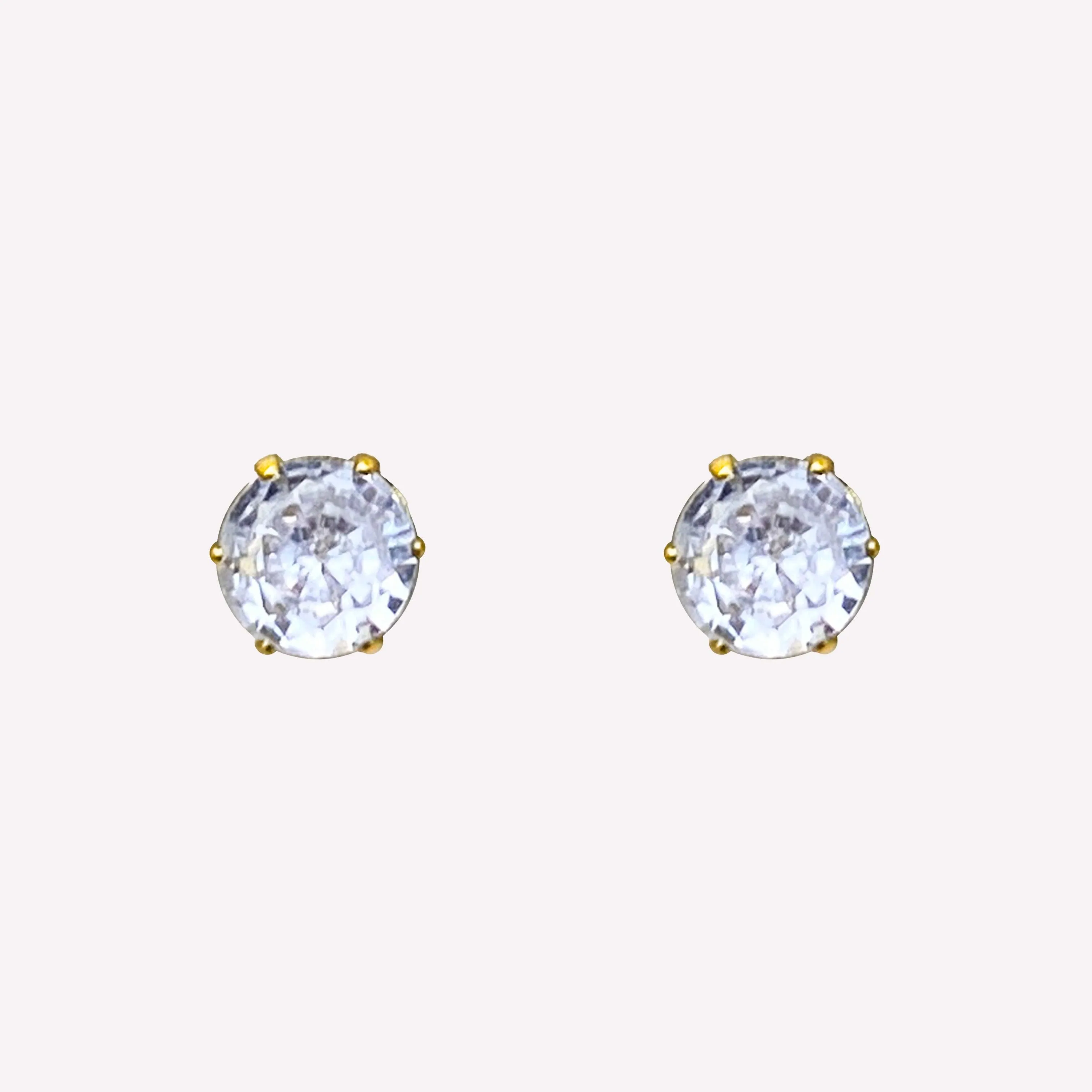 MEDIUM RHINESTONE STUD CLIP-ON EARRINGS IN GOLD