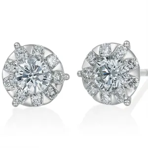 Memoire Diamond Bouquets Three Prong Diamond Stud Earrings