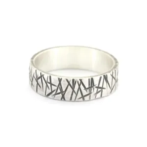 Modern Abstract Silver Ring Band - Narrow