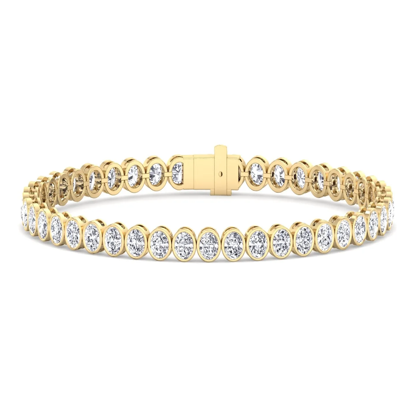 Paola - Bezel Set Oval Shape Natural Diamond Tennis Bracelet