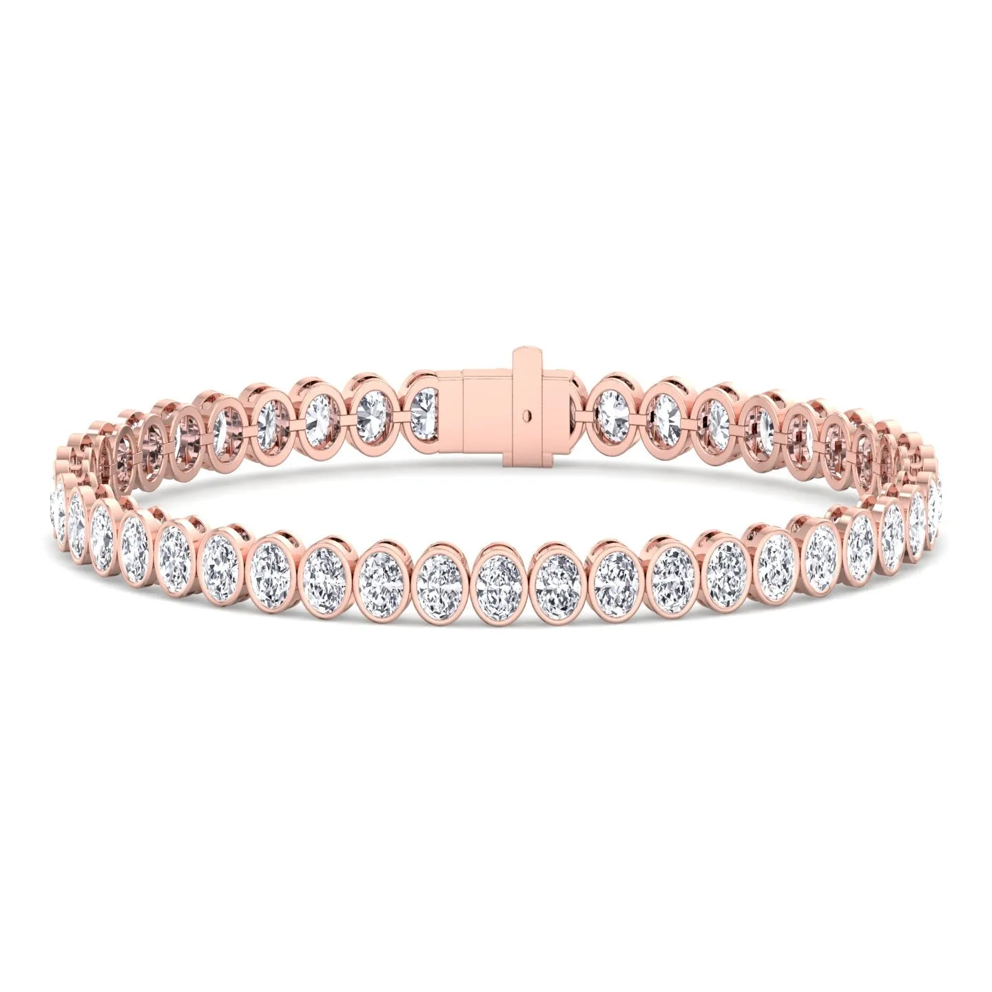 Paola - Bezel Set Oval Shape Natural Diamond Tennis Bracelet