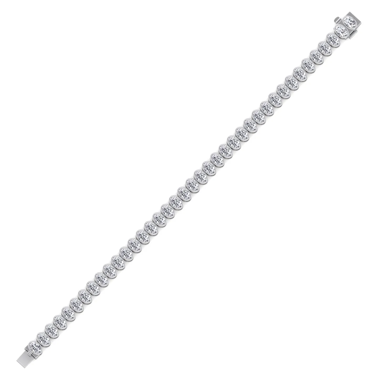 Paola - Bezel Set Oval Shape Natural Diamond Tennis Bracelet