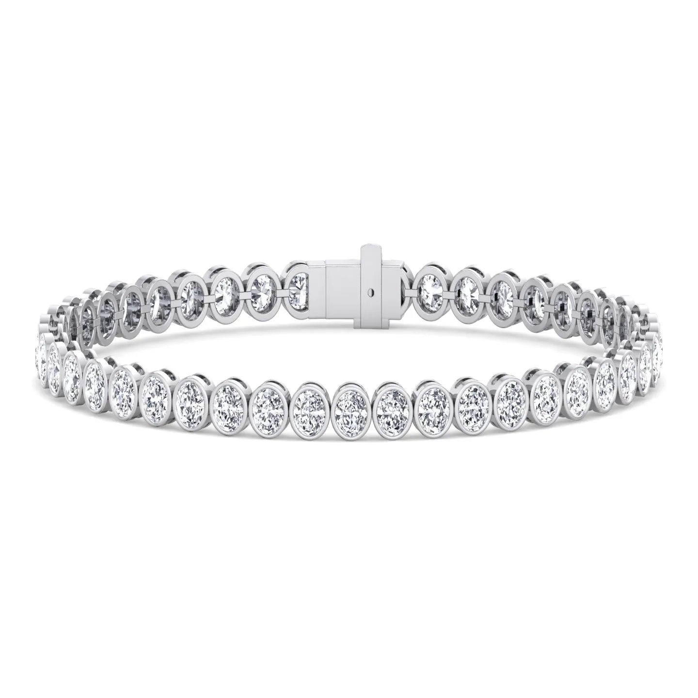 Paola - Bezel Set Oval Shape Natural Diamond Tennis Bracelet