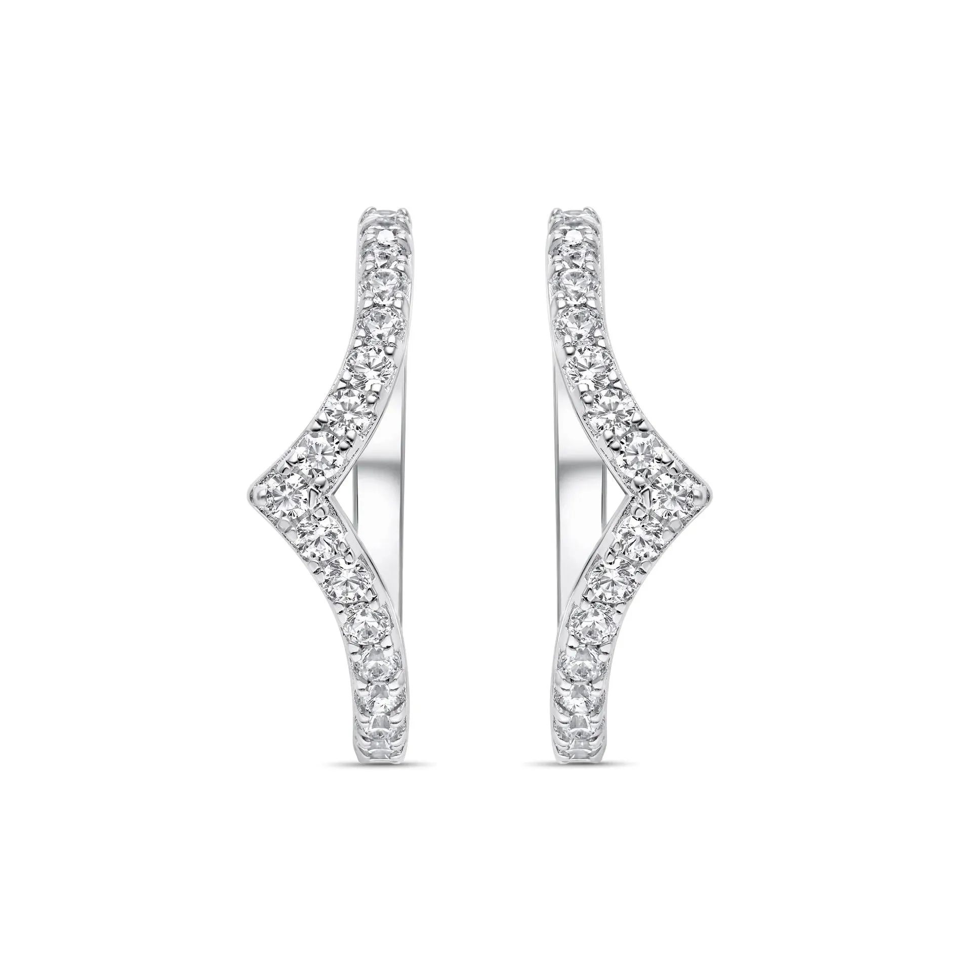 Pavé V-Shaped Chevron Wishbone Eternity Ring Set