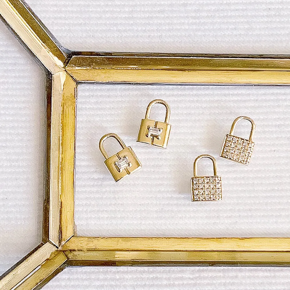 Petite Baguette Padlock Earring Charms