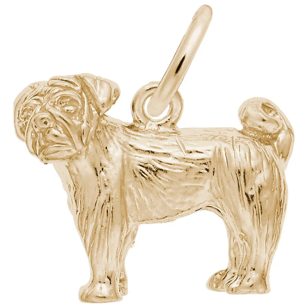 Pug Charm In Yellow Gold