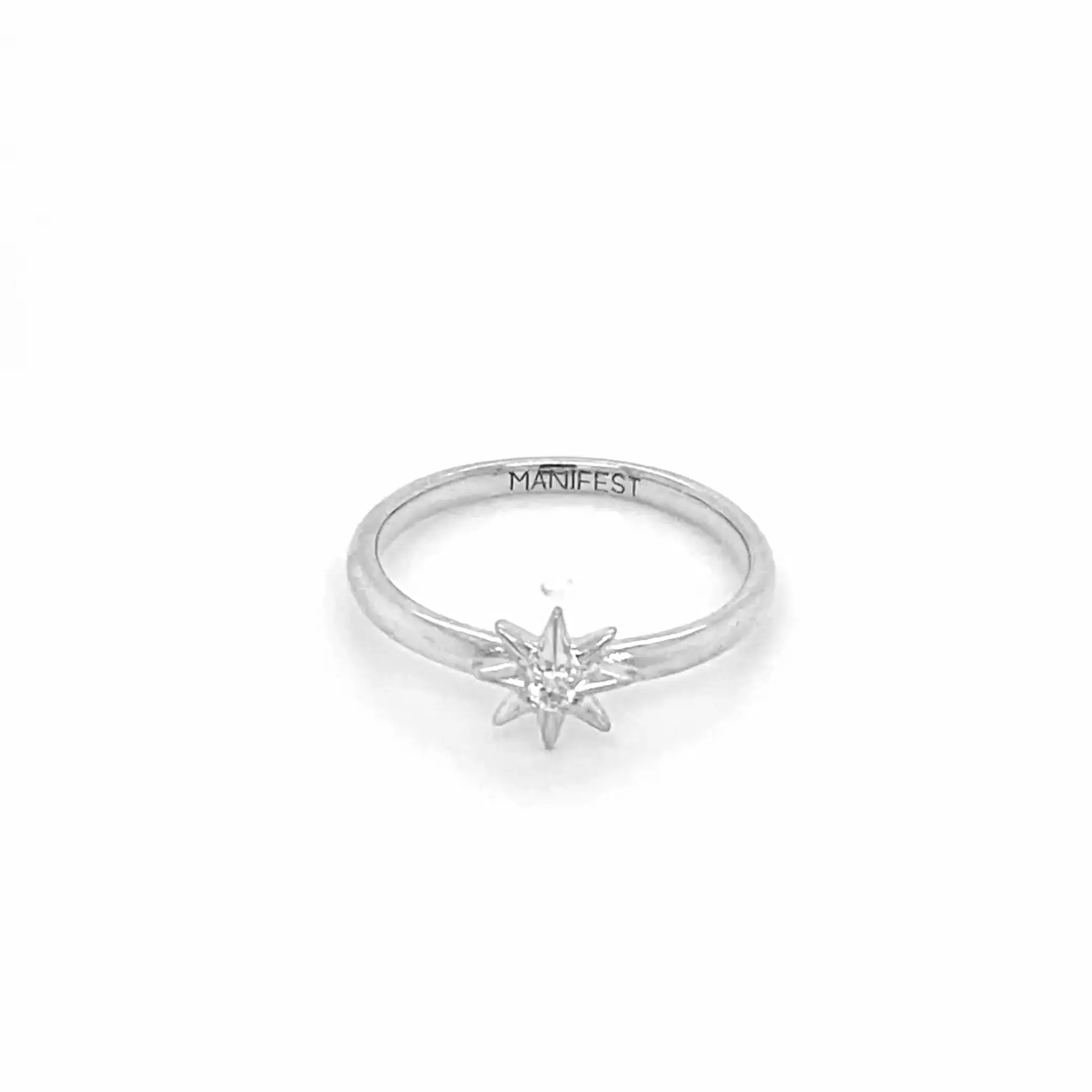 "Manifest" Star Poesy Sterling Silver Stackable Ring