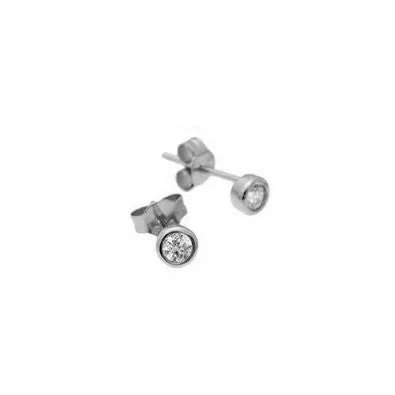 "Tiny" Sterling Silver Mini Bezel CZ Stud Earrings