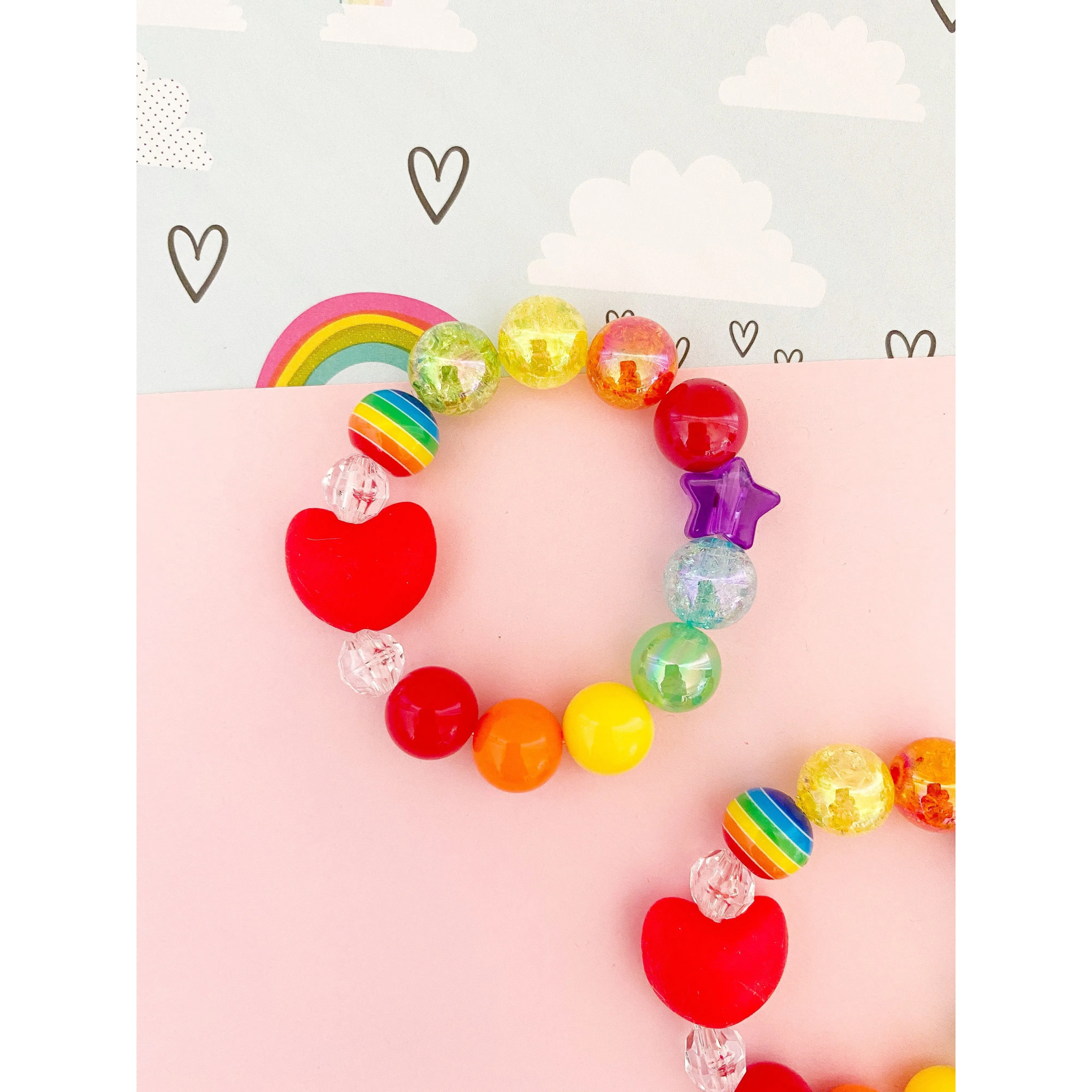 Rainbow Red Heart Bracelet