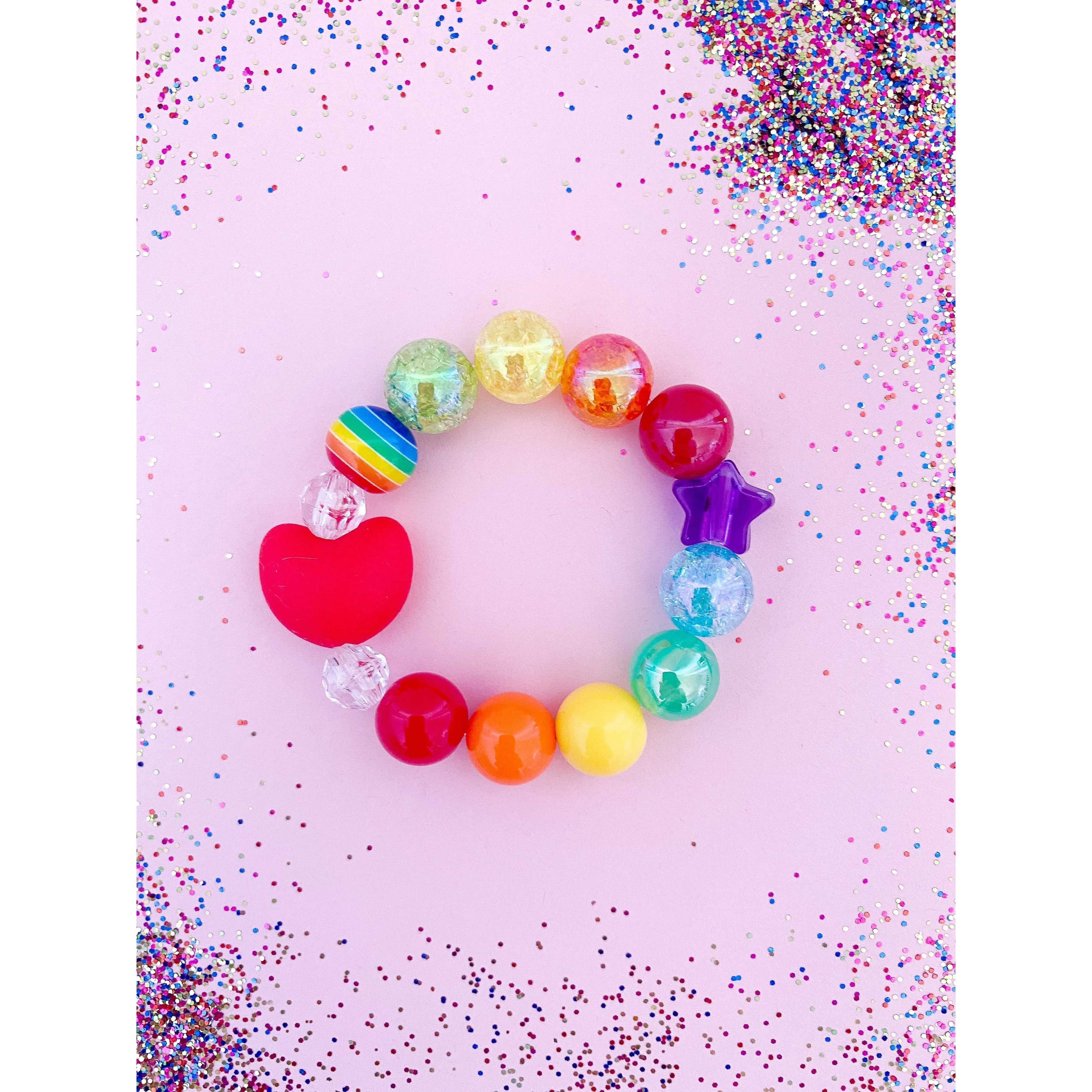 Rainbow Red Heart Bracelet