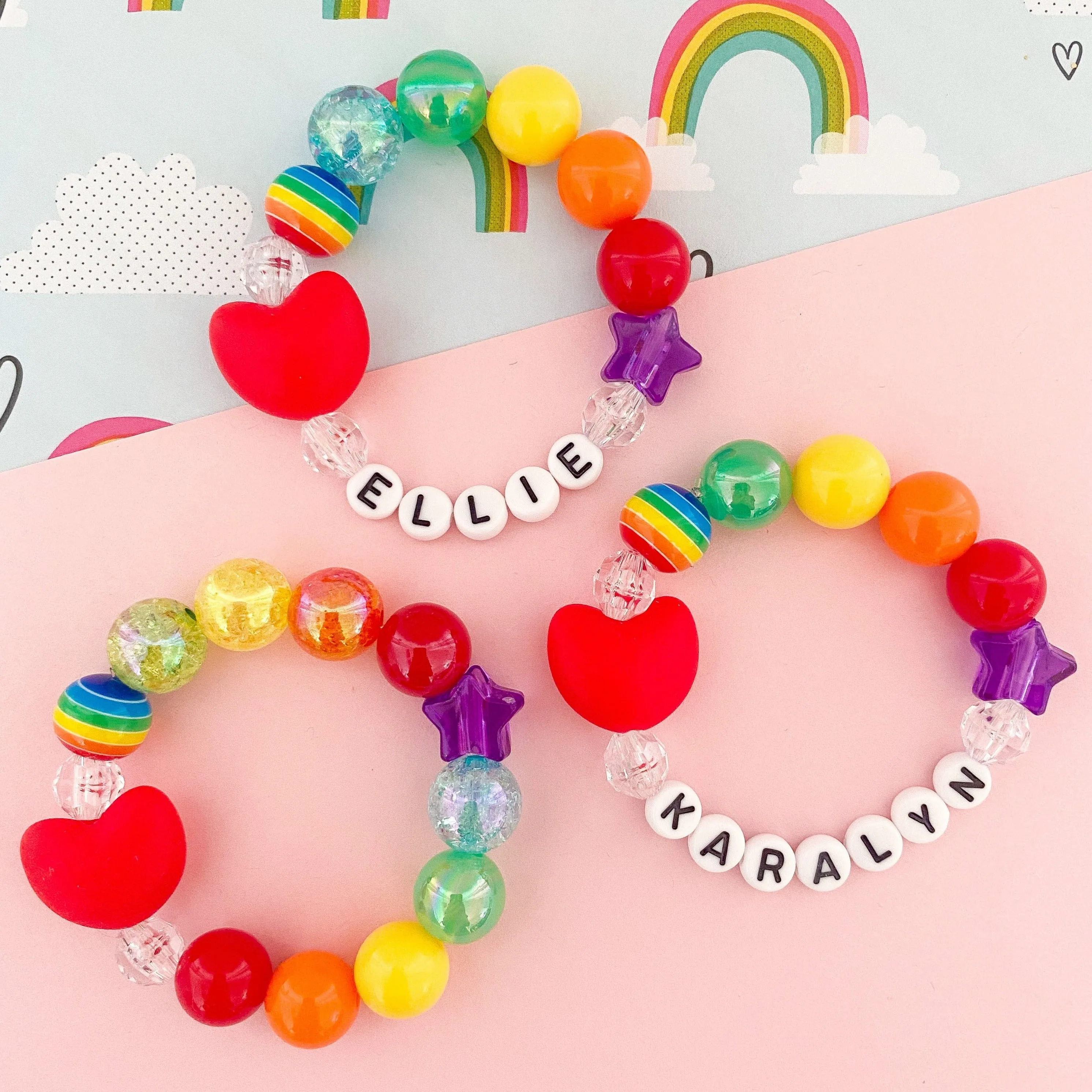 Rainbow Red Heart Bracelet