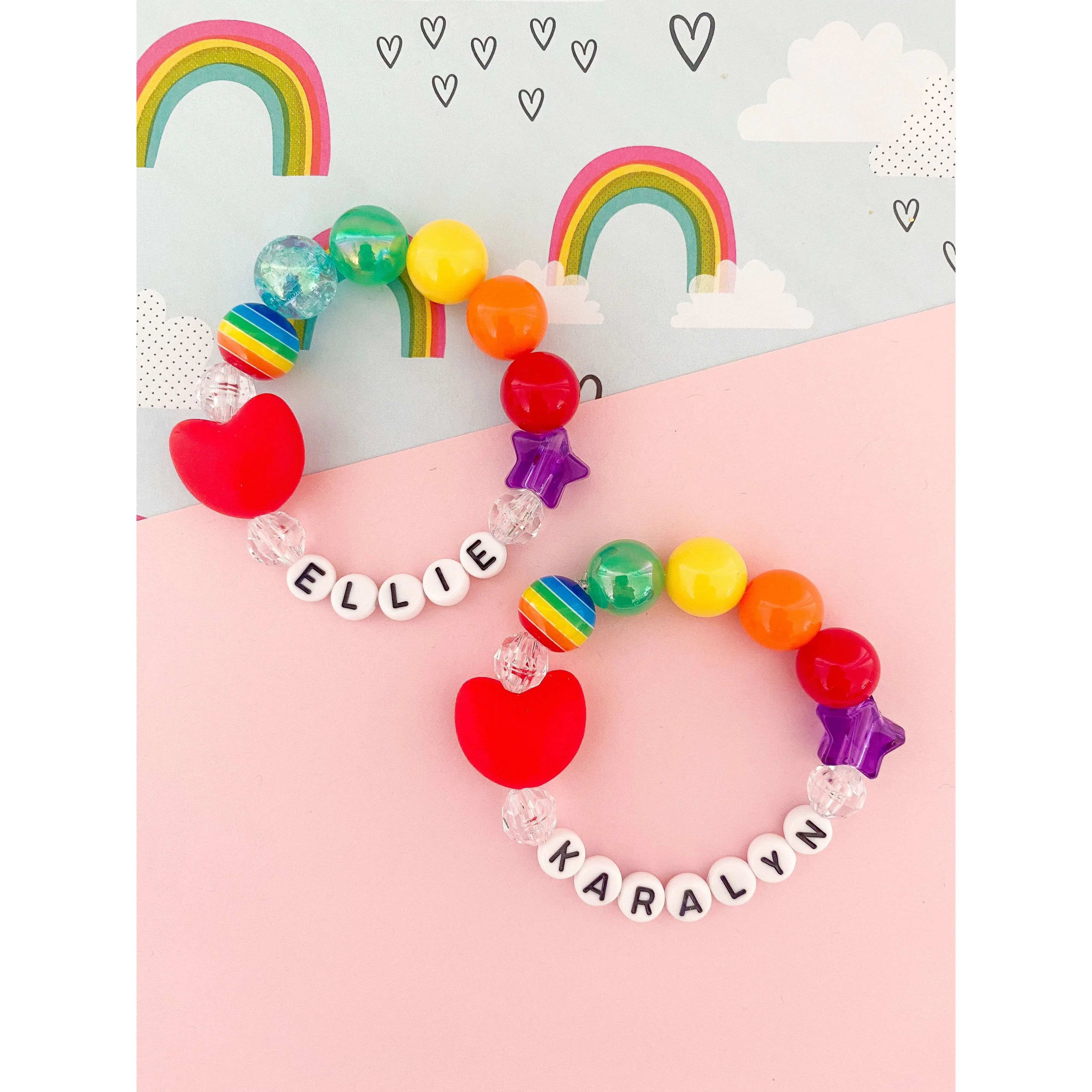 Rainbow Red Heart Bracelet