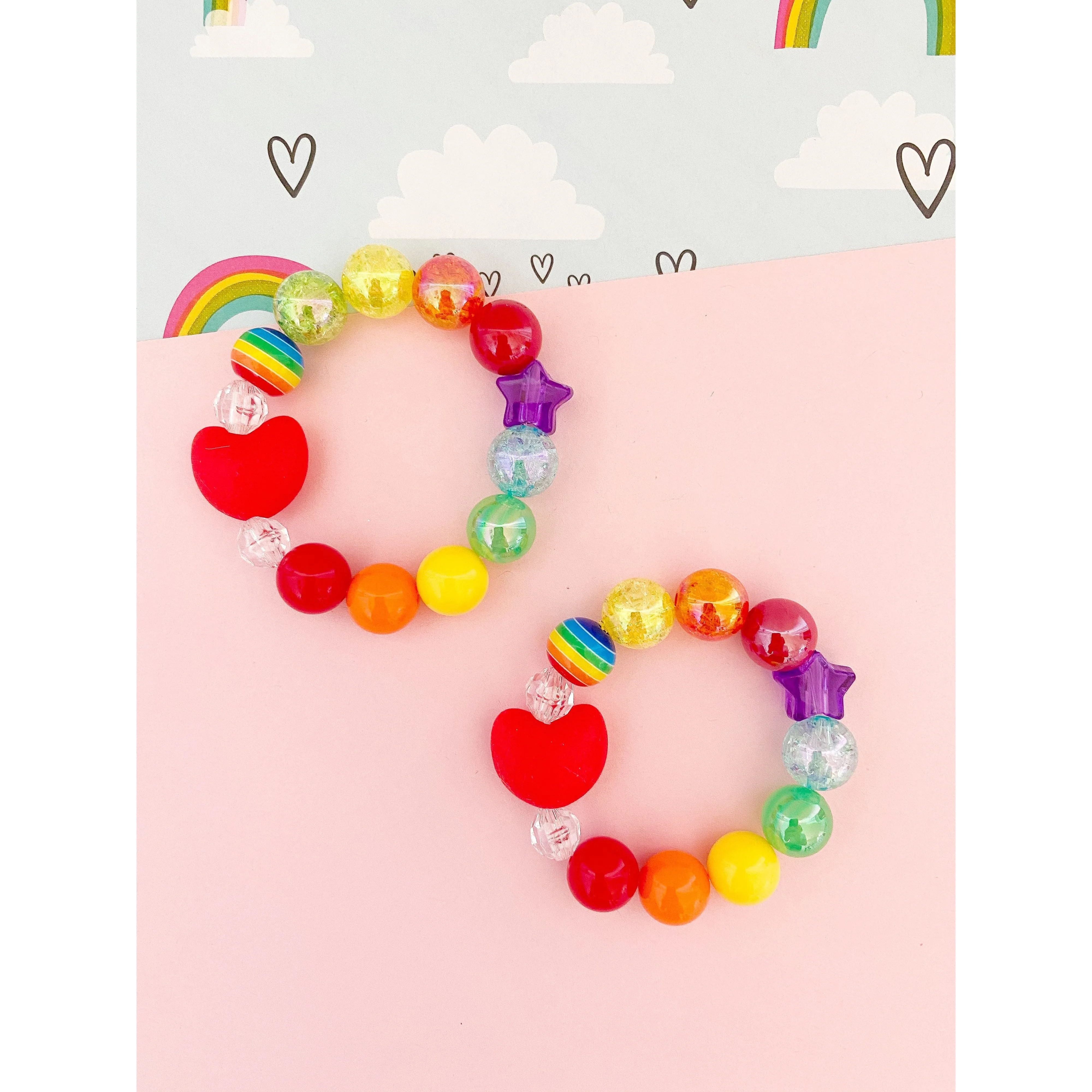 Rainbow Red Heart Bracelet