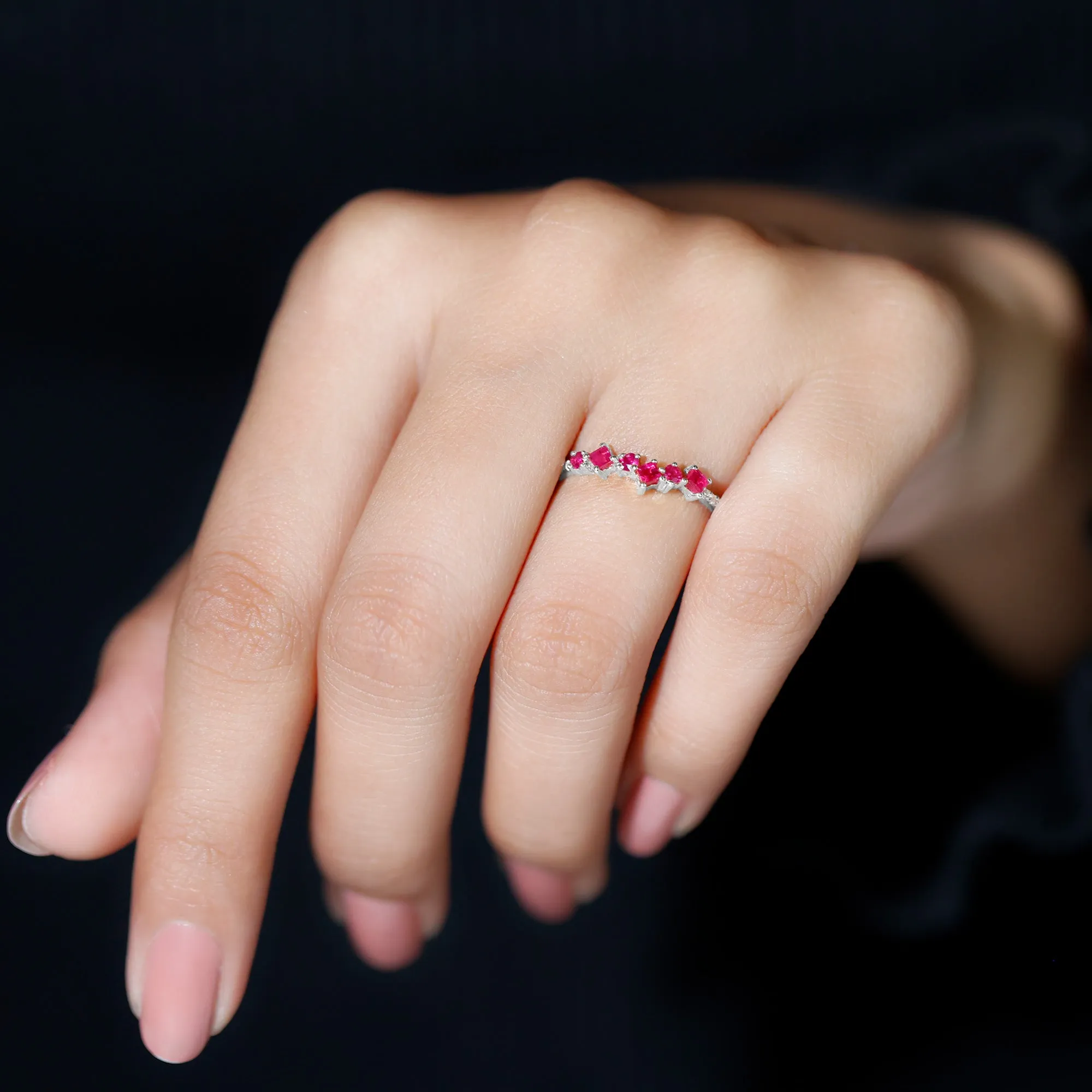 Real Ruby and Diamond Stackable Ring