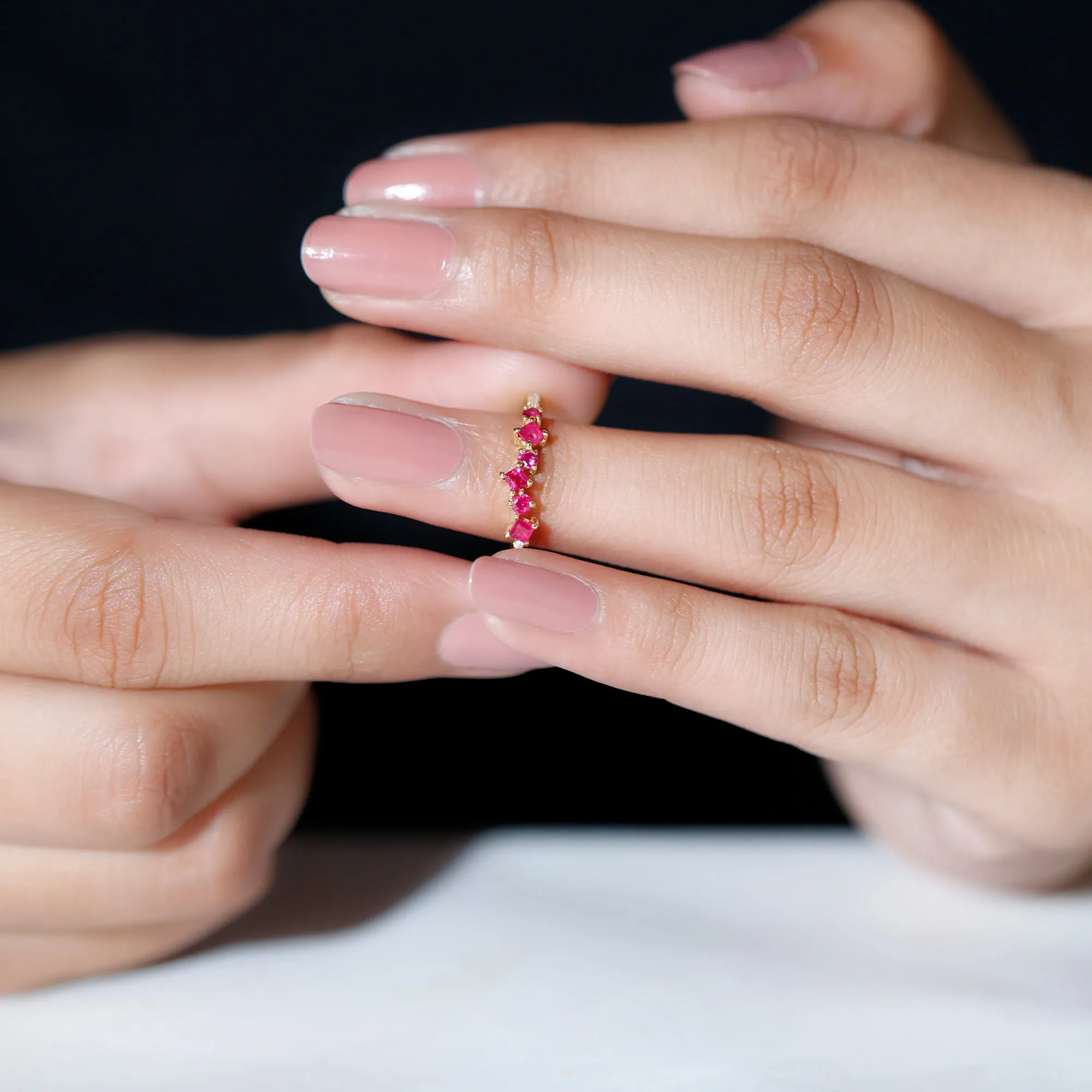 Real Ruby and Diamond Stackable Ring