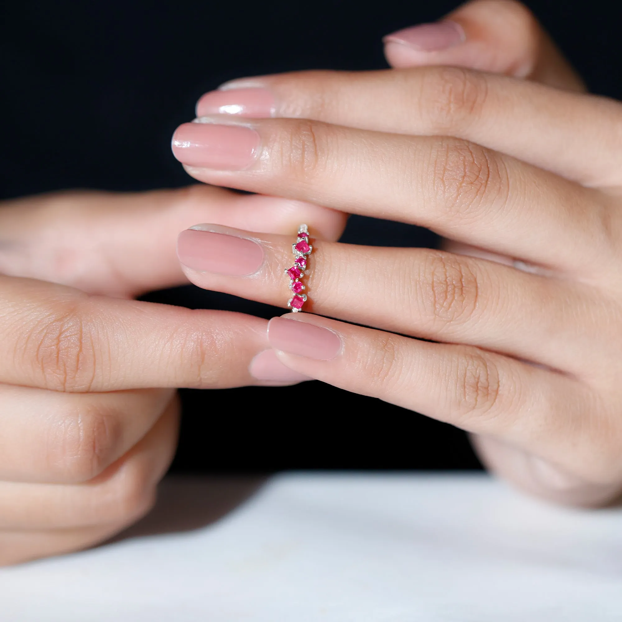 Real Ruby and Diamond Stackable Ring