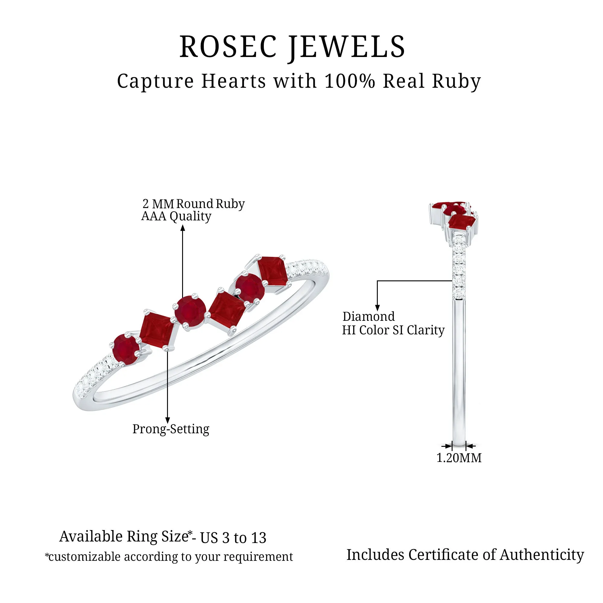 Real Ruby and Diamond Stackable Ring