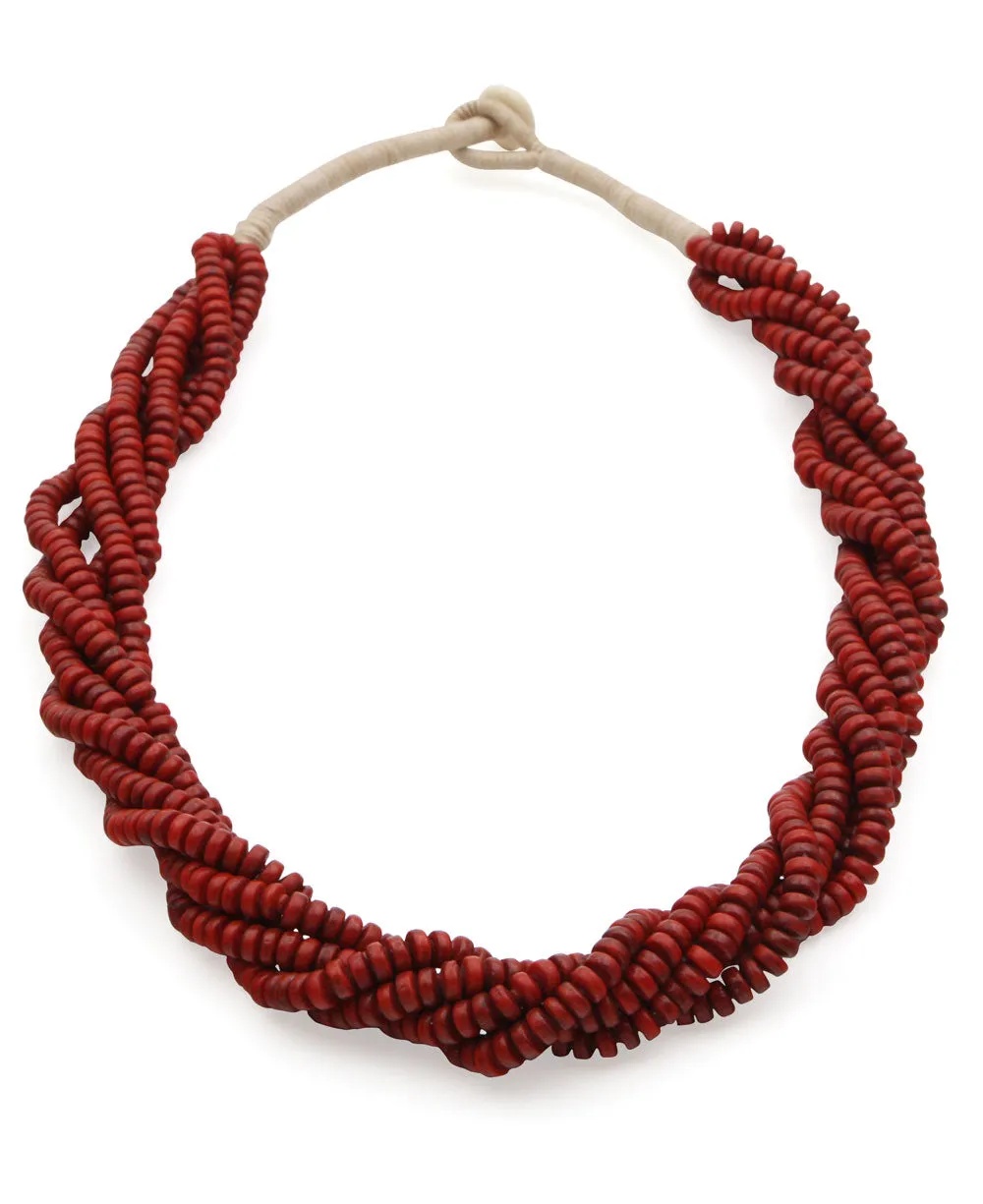 Red Rope Crimson Bead Necklace, Nepal