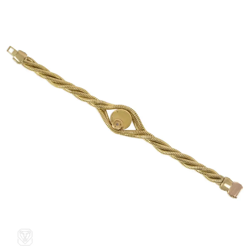 Retro gold twisted snakechain bracelet watch, Cartier, Paris