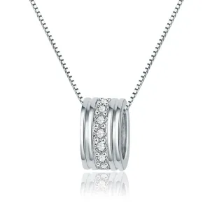 Round Single Row Pendant Clavicle Chain Silver