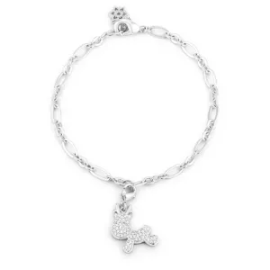 Rudy 0.25ct CZ Rhodium Reindeer Charm Bracelet