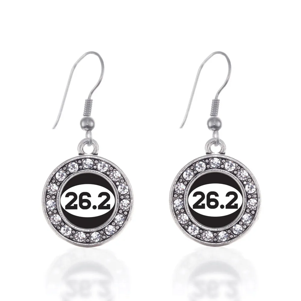 Silver 26.2 Runners Circle Charm Dangle Earrings