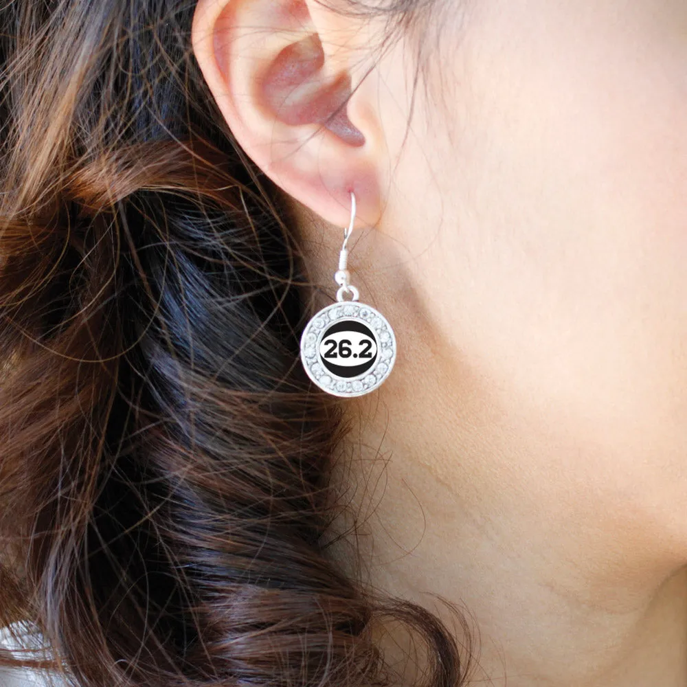 Silver 26.2 Runners Circle Charm Dangle Earrings