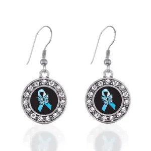 Silver Addiction Recovery Circle Charm Dangle Earrings