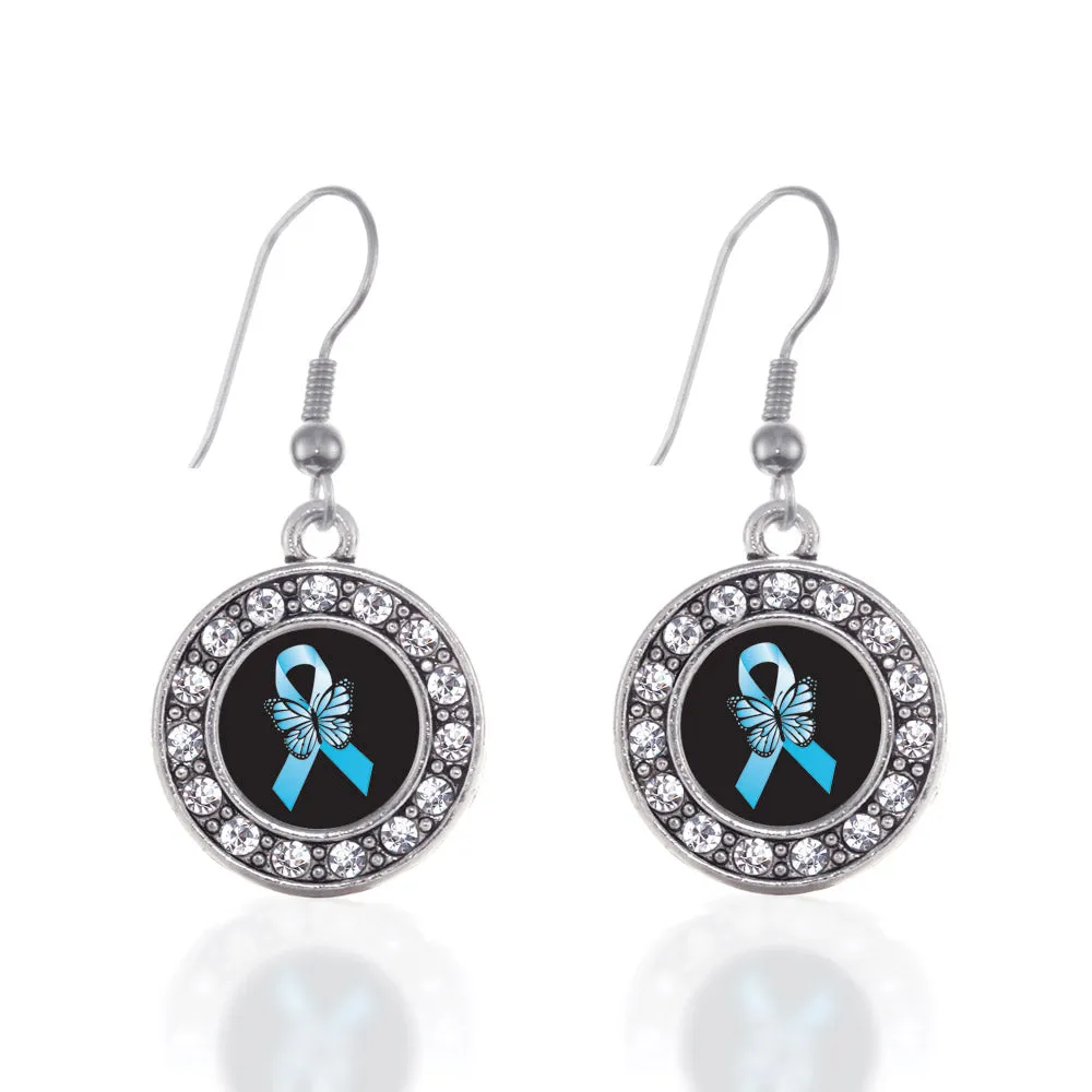 Silver Addiction Recovery Circle Charm Dangle Earrings