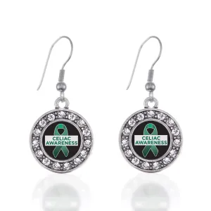 Silver Celiac Awareness Circle Charm Dangle Earrings