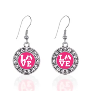 Silver Color Guard Love Circle Charm Dangle Earrings