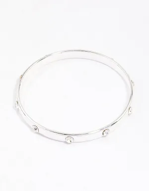 Silver Diamante Inlay Bangle & Polishing Set