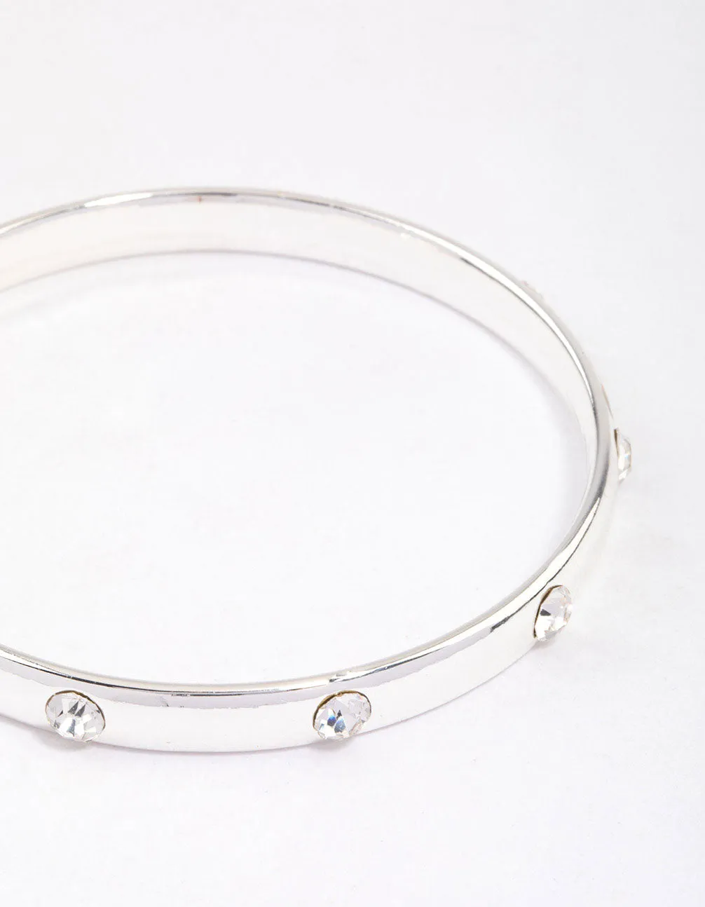 Silver Diamante Inlay Bangle & Polishing Set