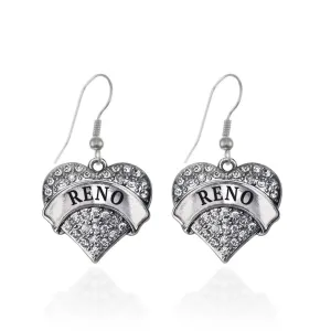 Silver Reno Pave Heart Charm Dangle Earrings