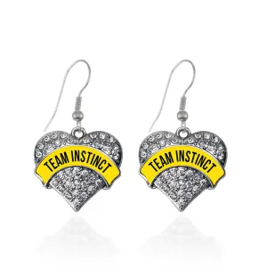 Silver Team Instinct Pave Heart Charm Dangle Earrings