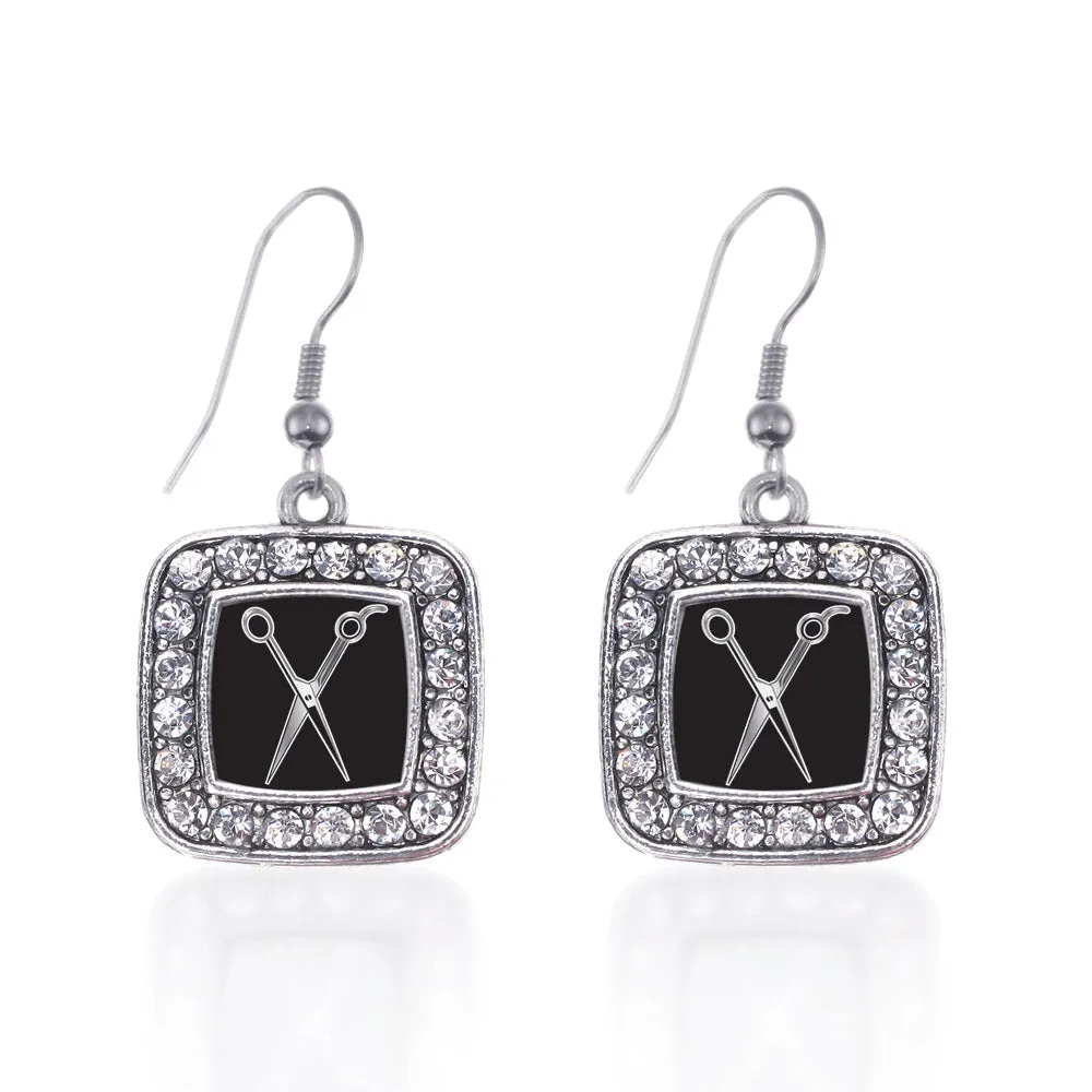 Silver The Stylist Square Charm Dangle Earrings